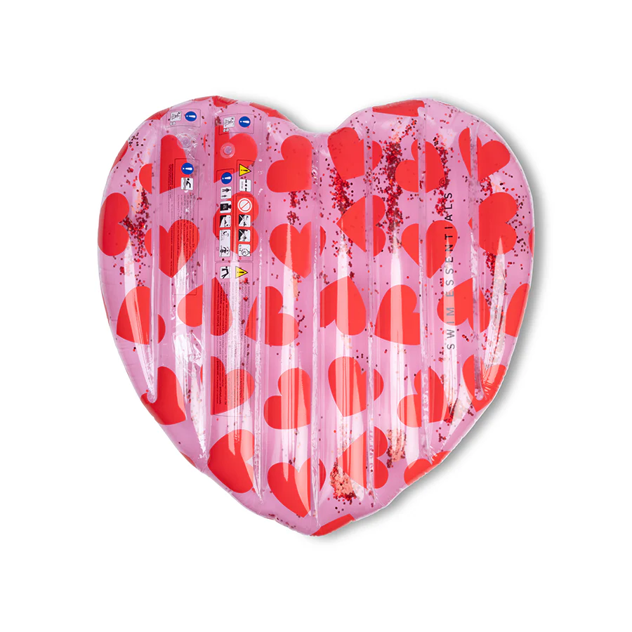 Matelas pneumatique de luxe Coeur rose.