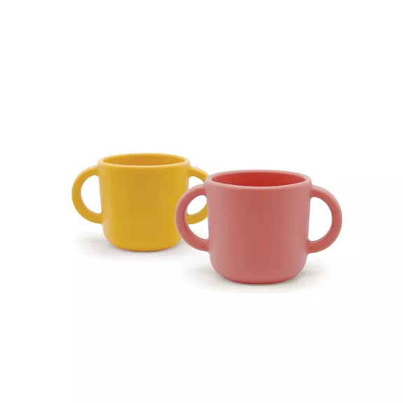 Set de 2 Tasses d´apprentissage en silicone – Mimosa / Coral.