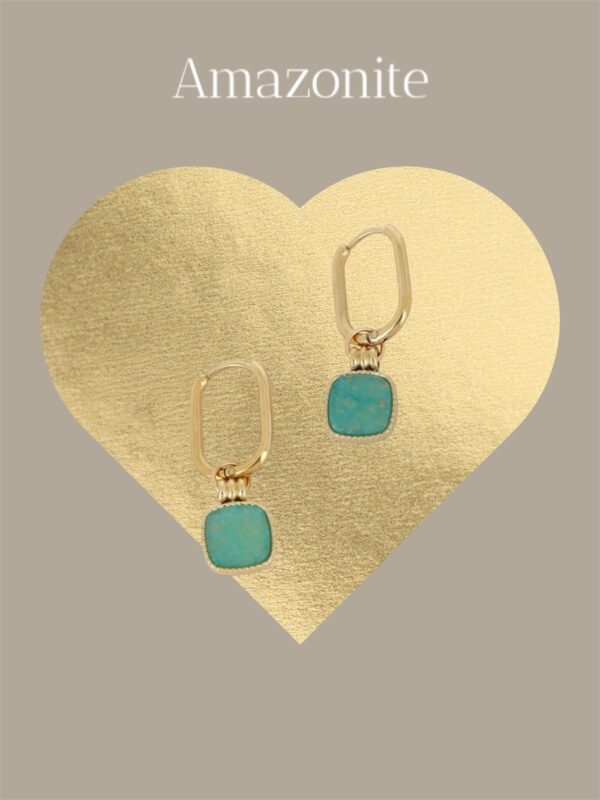 Boucles d’oreilles pierre naturellle Amazonite. - Image 2