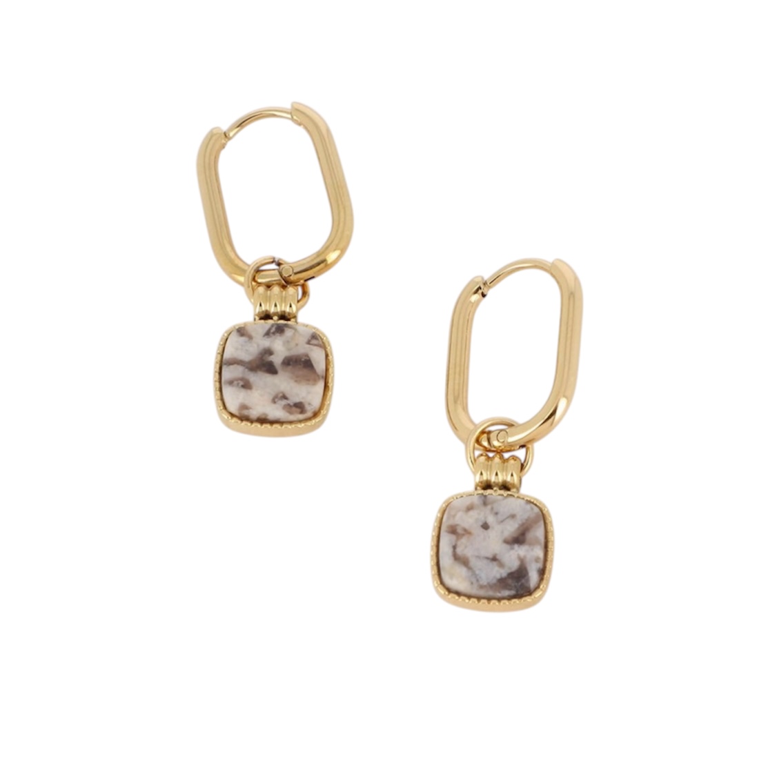 Boucles d’oreilles pierre naturellle Jaspe Paysage.