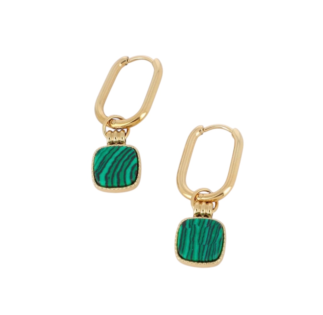 Boucles d’oreilles pierre naturellle Malachite.