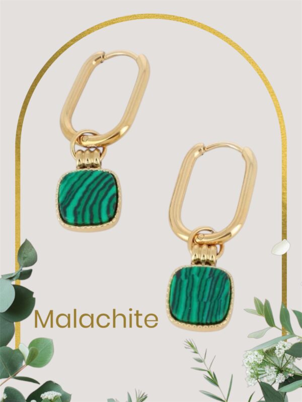 Boucles d’oreilles pierre naturellle Malachite. - Image 2