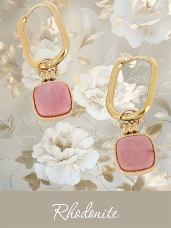 Boucles d’oreilles pierre naturellle Rhodonite. - Image 2