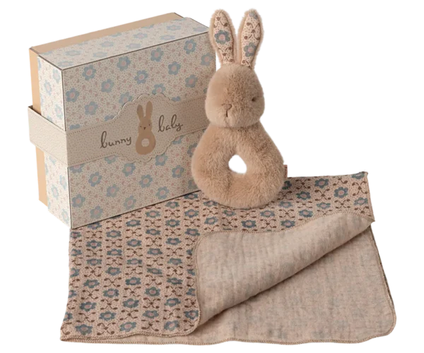 Maileg Coffret hochet lapin - Crème pêche.