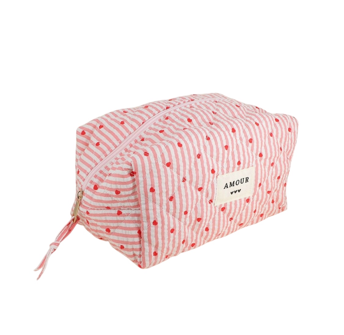 Trousse (grande) AMOUR et 3 coeurs – Coeur rouge.