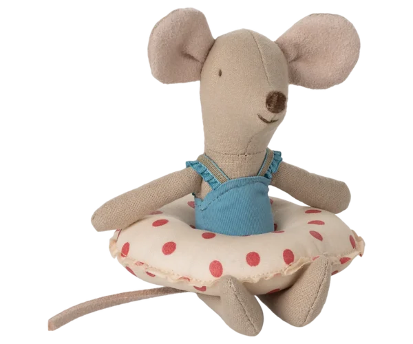 Maileg Souris de plage avec bouée, Petite sœur - A pois rouges. - Image 2