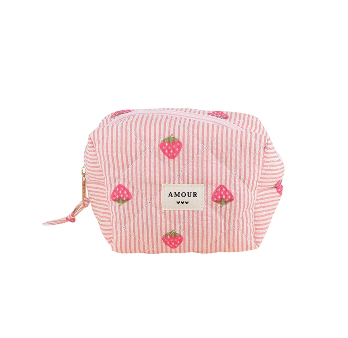 Trousse (petite)  AMOUR et 3 coeurs – Fraises.