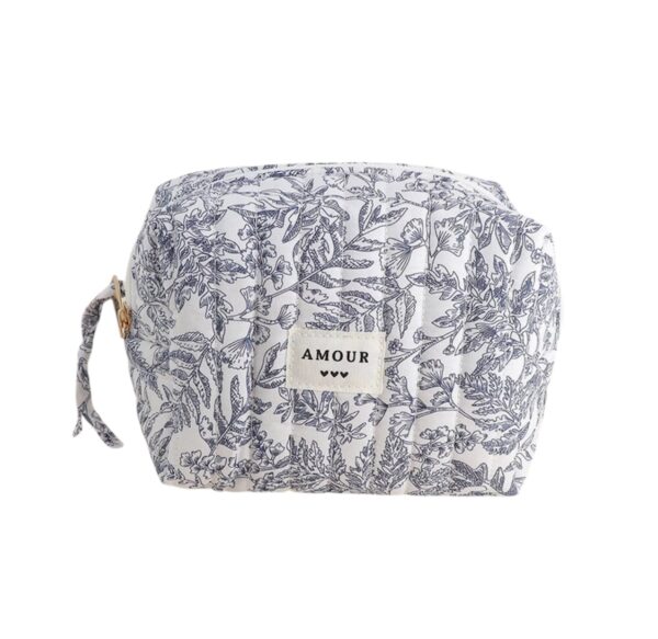 Petite Trousse AMOUR et 3 coeurs – Jouy bleu.