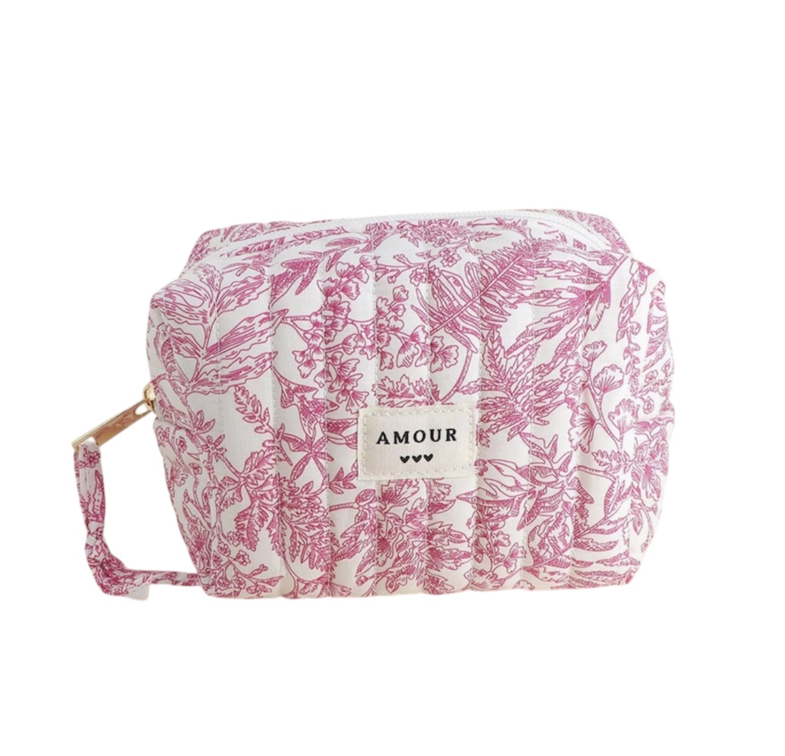 Petite Trousse AMOUR et 3 coeurs – Jouy rouge.