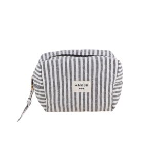 Trousse (petite) AMOUR et 3 coeurs – Noir.