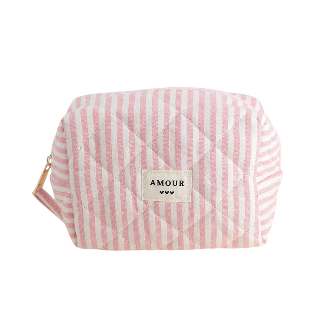Trousse (petite) AMOUR et 3 coeurs – Rose.