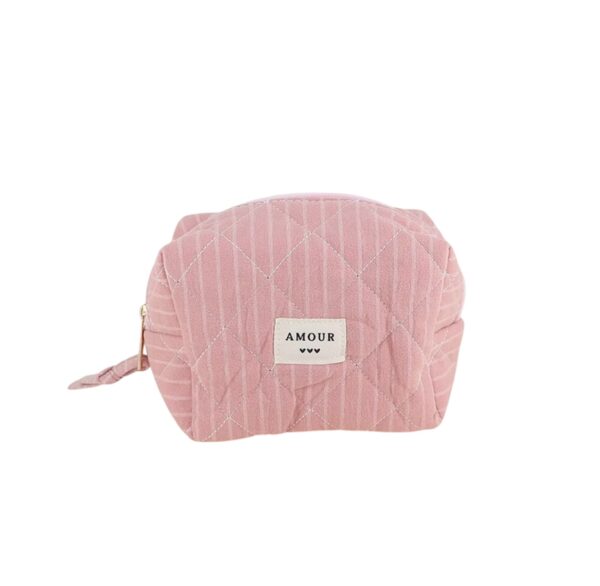 Trousse (petite) AMOUR et 3 coeurs – Vieux rose.