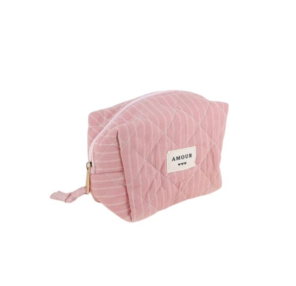 Trousse (petite) AMOUR et 3 coeurs – Vieux rose. - Image 2