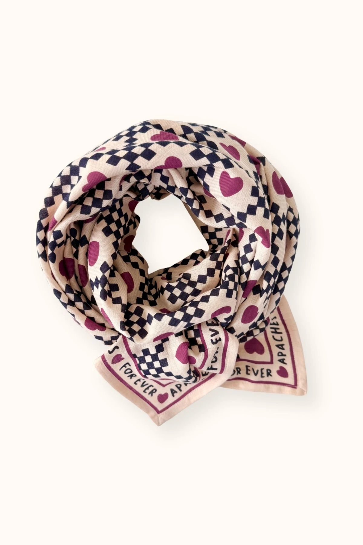 Apaches Collections – Big Foulard Latika « Amor » Macadamia.