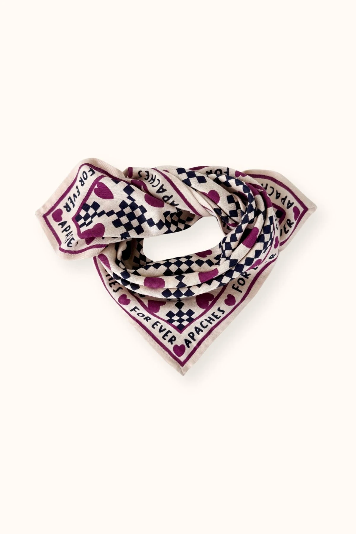 Apaches Collections – Small Foulard Manika « Amor » Macadamia.