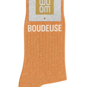 Chaussettes à Paillettes « Boudeuse » Abricot – Taille 36-40.
