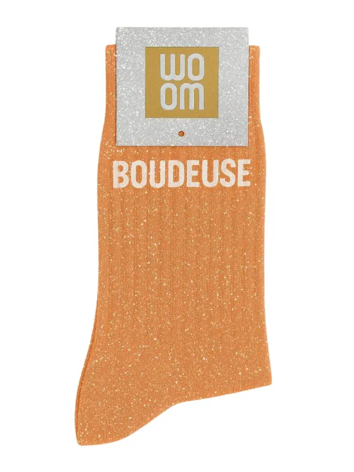 Chaussettes à Paillettes « Boudeuse » Abricot – Taille 36-40.