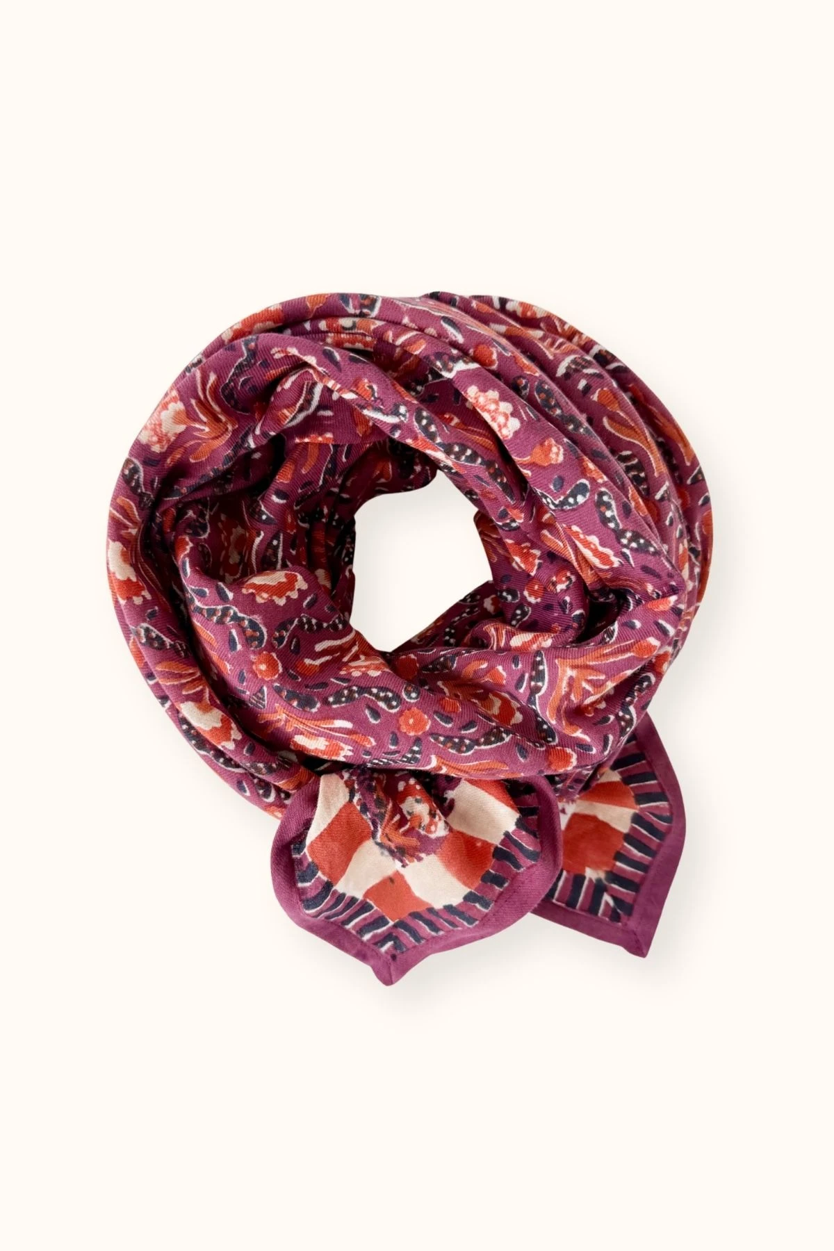 Apaches Collections – Big Foulard Latika « Cactus » Cherry.