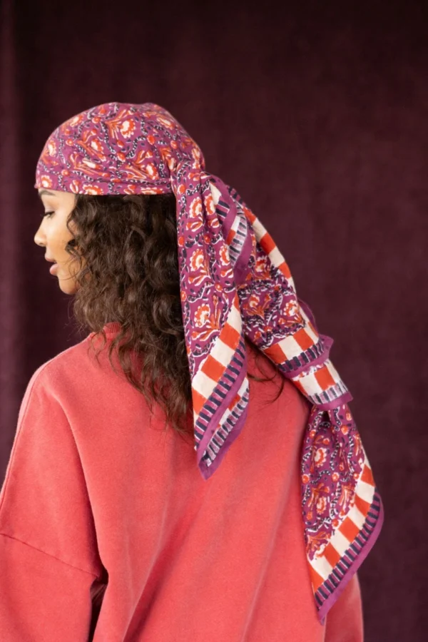 Apaches Collections – Big Foulard Latika « Cactus » Cherry. - Image 2