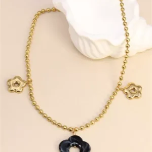 Collier Fleur Noir.