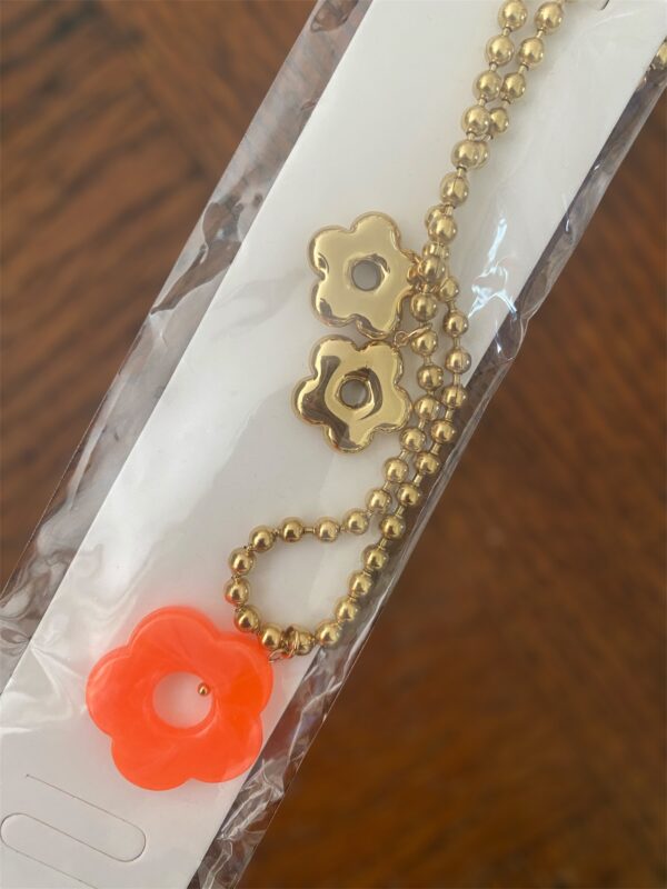 Collier Fleur Orange fluo. - Image 2