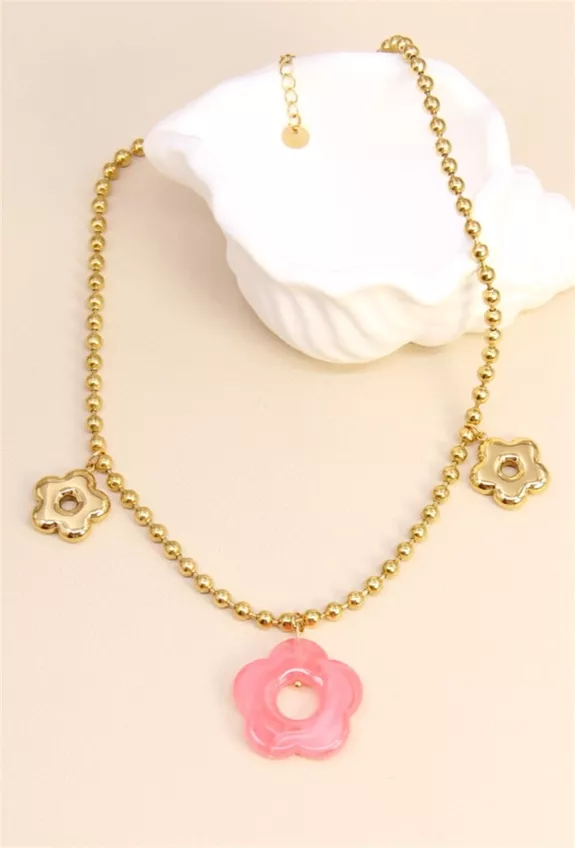 Collier Fleur Rose.
