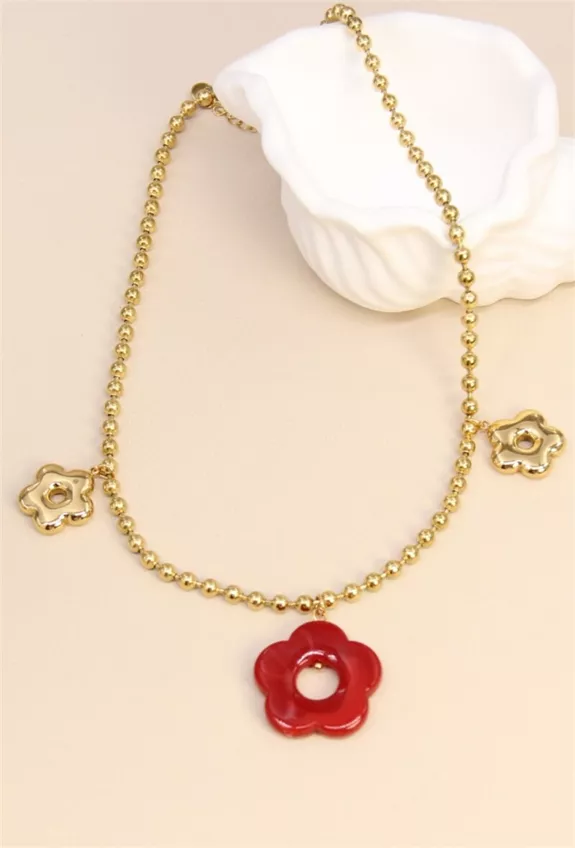 Collier Fleur Rouge.