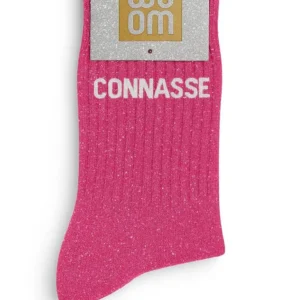 Chaussettes à Paillettes  » Connasse » Fuschia – Taille 36-40.