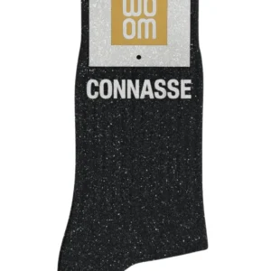 Chaussettes à Paillettes  » Connasse » Noir – Taille 36-40.