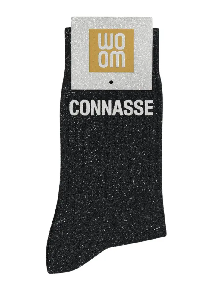 Chaussettes à Paillettes  » Connasse » Noir – Taille 36-40.