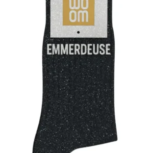 Chaussettes à Paillettes « Emmerdeuse » Noir – Taille 36-40.