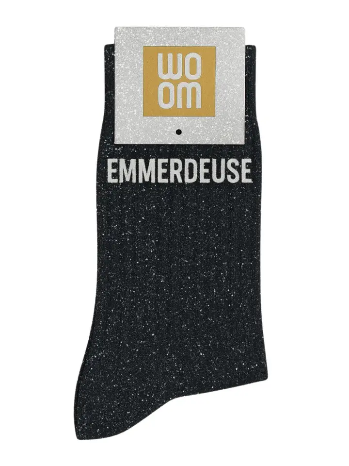 Chaussettes à Paillettes « Emmerdeuse » Noir – Taille 36-40.