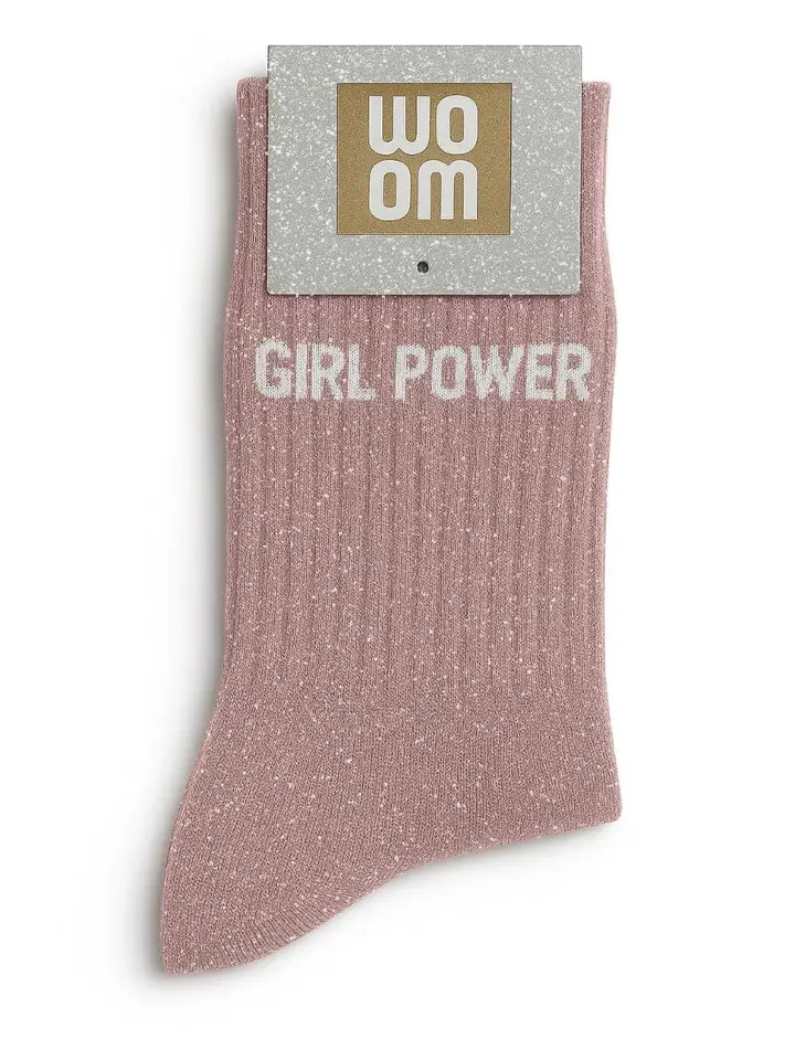 Chaussettes à Paillettes « Girl Power » Rose Gold – Taille 36-40.