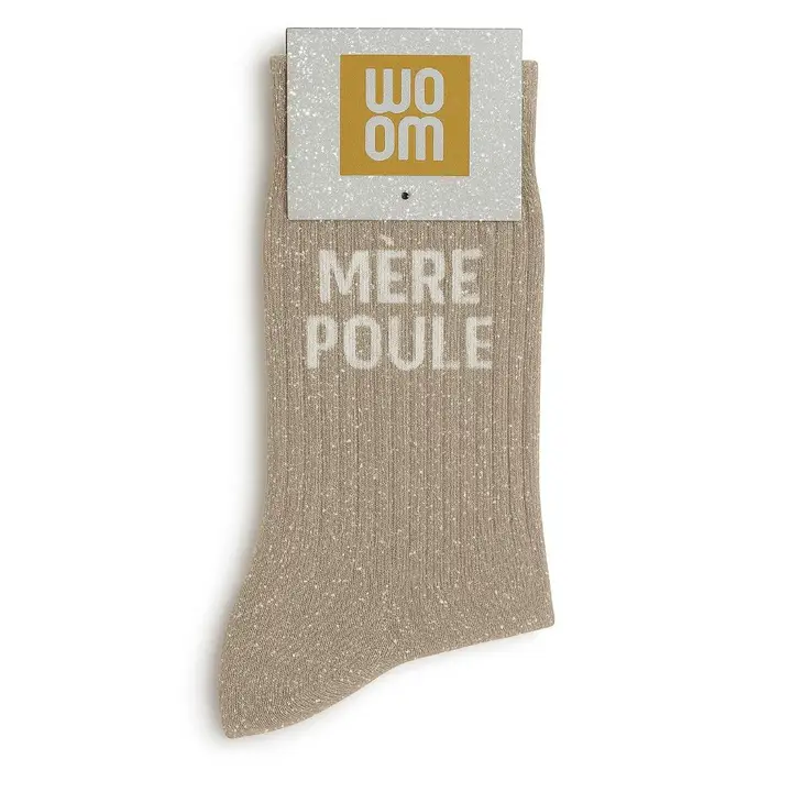 Chaussettes à Paillettes « Mère-Poule » Beige – Taille 36-40.