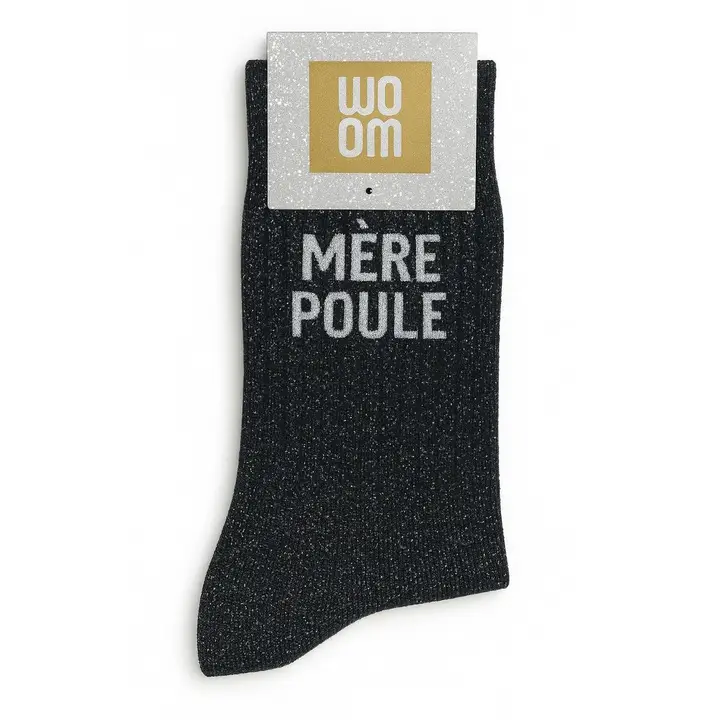 Chaussettes à Paillettes « Mère-Poule » Noir – Taille 36-40.