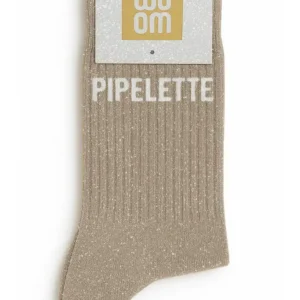 Chaussettes à Paillettes « Pipelette » Beige – Taille 36-40.