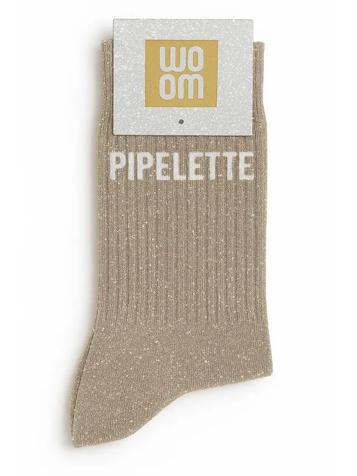 Chaussettes à Paillettes « Pipelette » Beige – Taille 36-40.