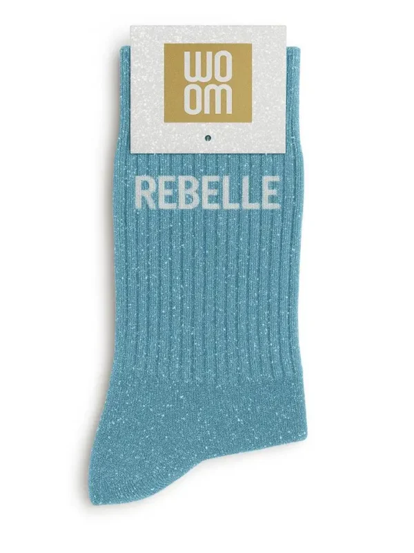 Chaussettes à Paillettes « Rebelle » Turquoise – Taille 36-40.