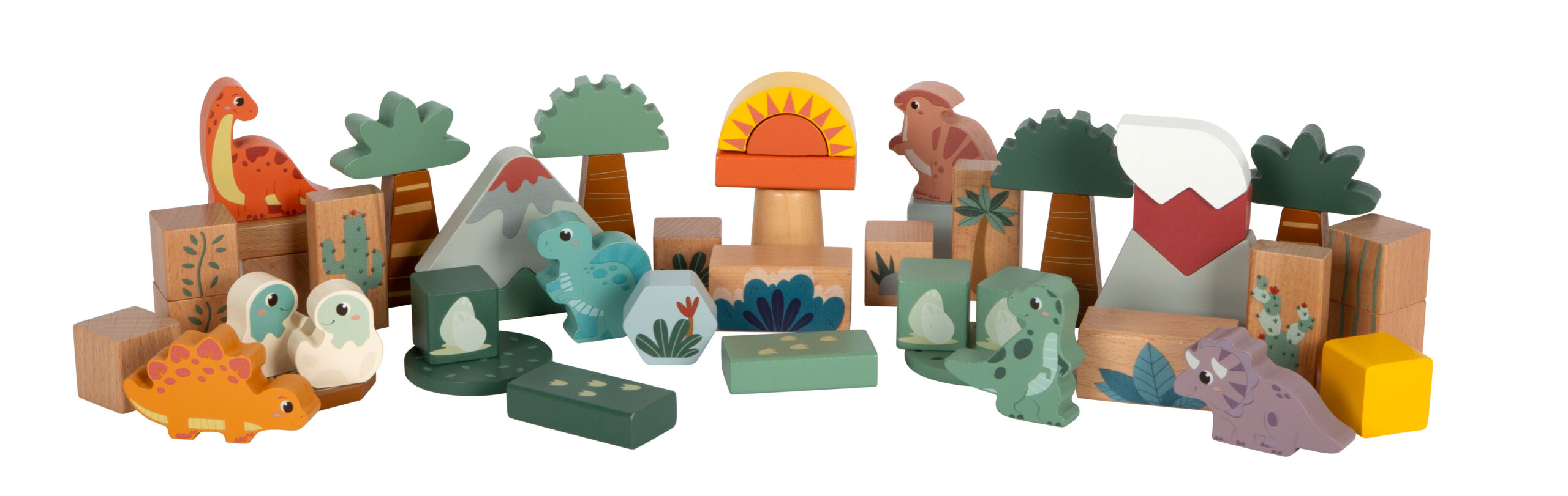 Blocs de construction en bois « Dino » 100% FSC | Motricité | Jouets en bois.