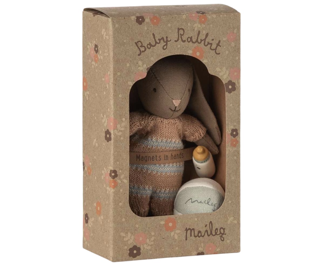 Maileg Coffret lapin Bunny, Micro - Marron - Rose poudré. - Image 2