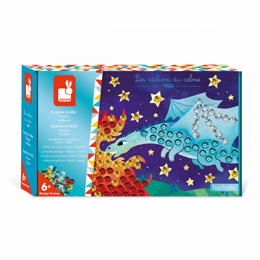 Coffret Créatif Sequins à Coller Dragons – Janod.