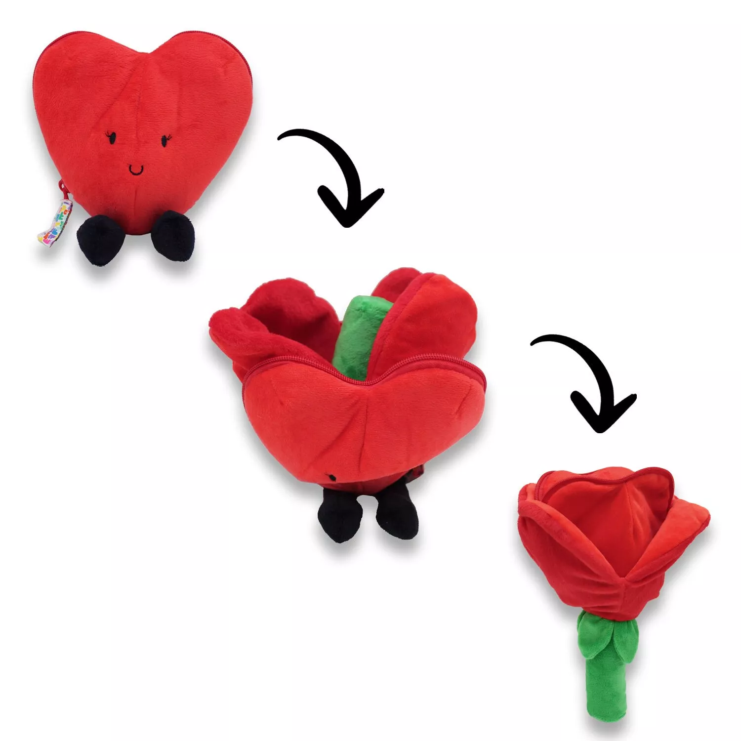 Flipetz – I Love You – Peluche Coeur/Fleur – 15 A 28CM.