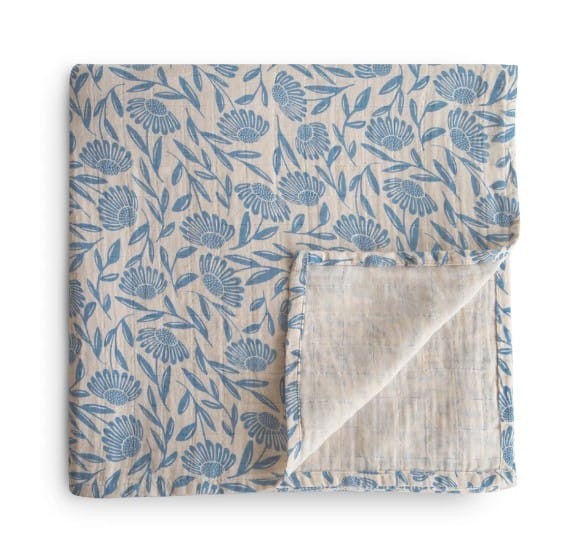 Mushie – Lange Blue Flowers 120 x 120cm.