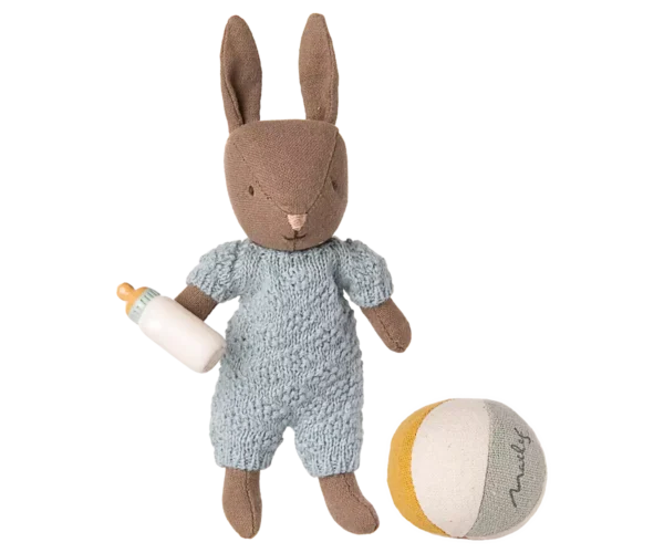 Maileg Coffret lapin, Micro - Marron - Bleu.