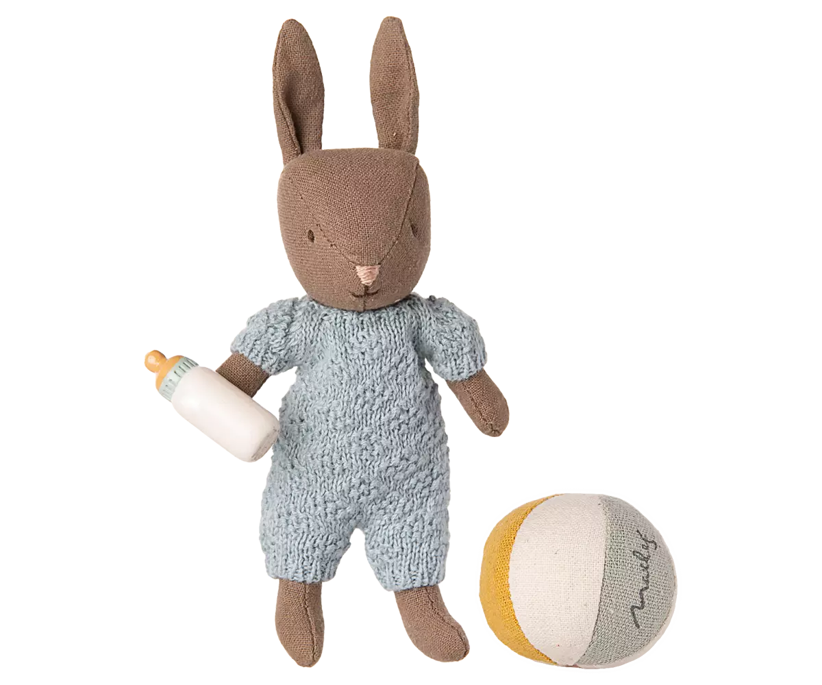Maileg Coffret lapin, Micro – Marron – Bleu.