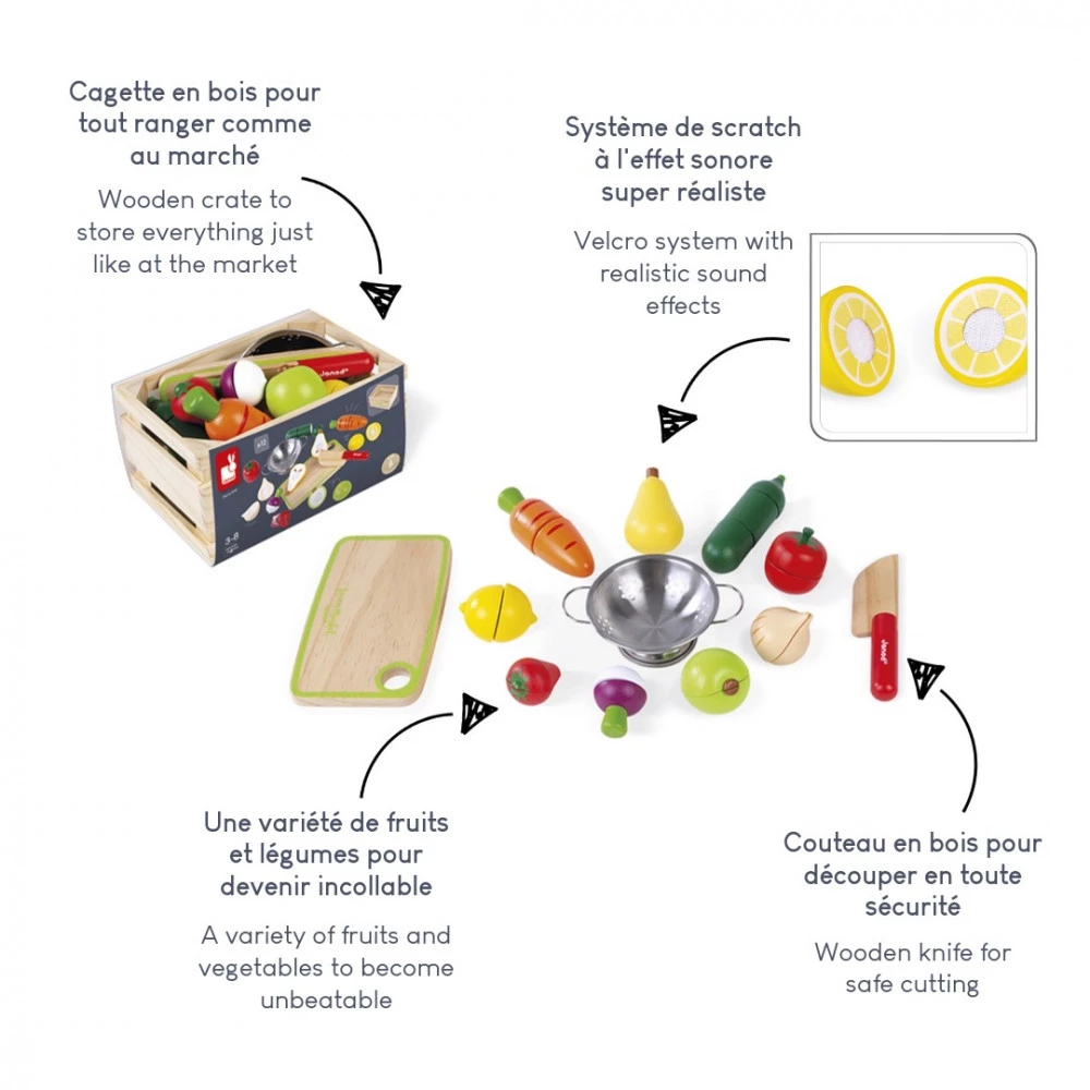 Maxi Set - Fruits et légumes à découper Green Market (bois) - Janod. - Image 3