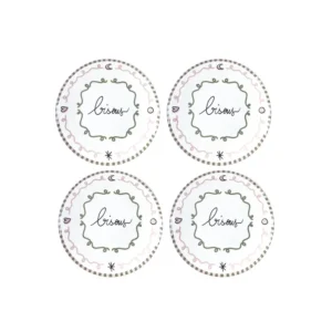 Set de 4 assiettes dessert bisous D19cm.