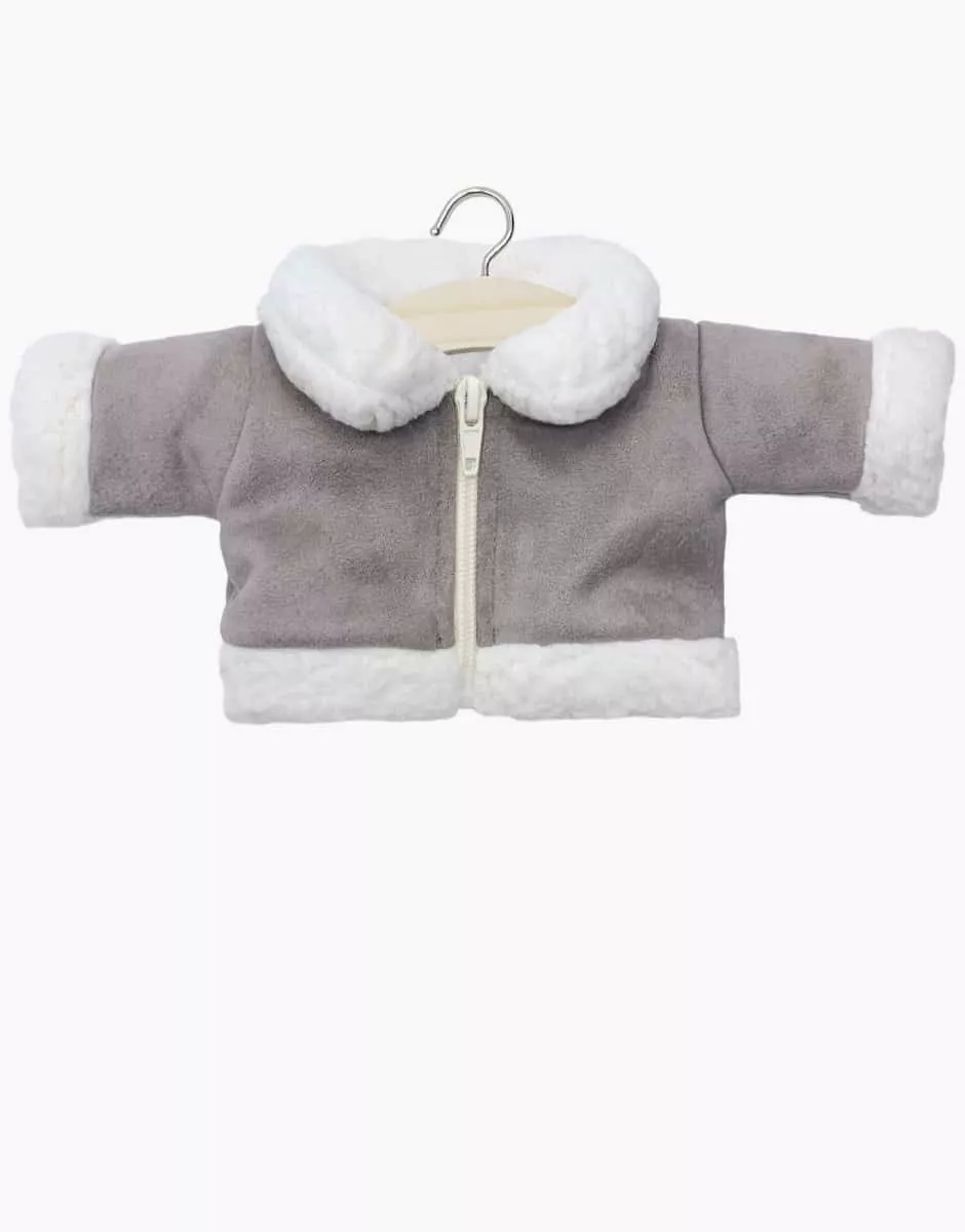Minikane Blouson Margaret en faux daim taupe.