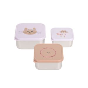 Boîtes à goûter gigognes (inox) – Tiny Team, Chat.
