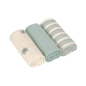 Langes coton (3 pcs) 60 x 60 cm – Tiny Team, granite vert.
